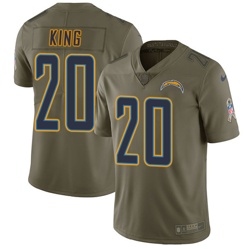 Nike Chargers #20 Desmond King Olive Men's Stitched NFL Limited Salute To Service Jersey
